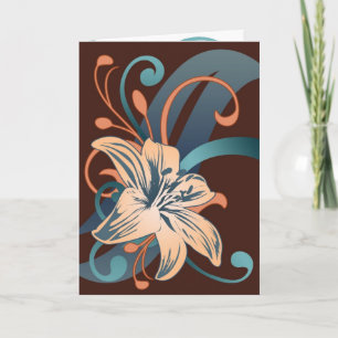 Tarjeta Festiva Lirio de pascua en azul