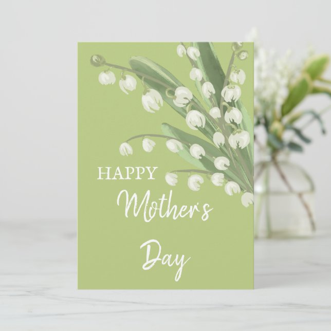 Tarjeta Festiva Lirio de Valle Floral Feliz Día de las Madres (Anverso de pie)