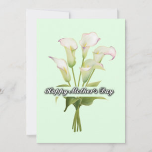 Tarjeta Festiva Lirios de Calla Blancos Día de la Madre en Menta