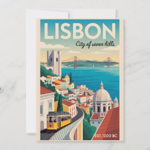 Tarjeta Festiva Lisboa Portugal Retrato del cielo Ciudad Paisaje V