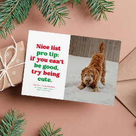 Tarjeta Festiva Lista bonita divertida adorable roja verde foto Na