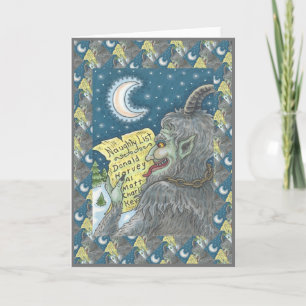 TARJETA FESTIVA LISTA DE MALOS DE KRAMPUS, TERRORÍFICA HISTORIA DE