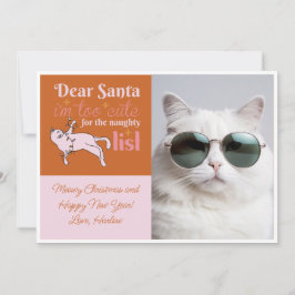 Tarjeta Festiva Lista traviesa foto de gato corto de dos tonos
