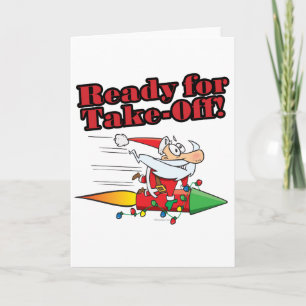 Tarjeta Festiva listo para despegar el cohete santa personalizado