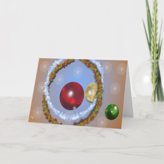 Tarjeta Festiva Lites y ornamentos (Anverso)