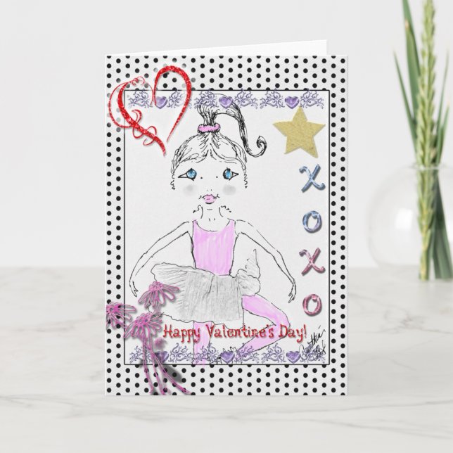 Tarjeta Festiva Little Ballerina "XOXO" (Anverso)