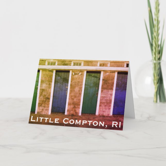 Tarjeta Festiva Little Compton, RI Summer Beach Cabanas (LC) (Anverso)