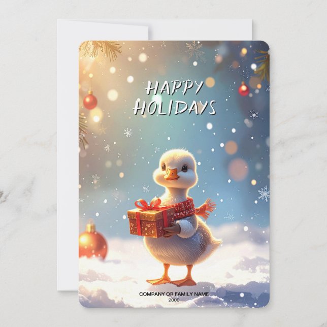 Tarjeta Festiva Little Duck Christmas Holiday Card (Anverso)
