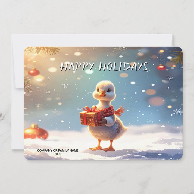 Tarjeta Festiva Little Duck Christmas Holiday Card (Anverso)