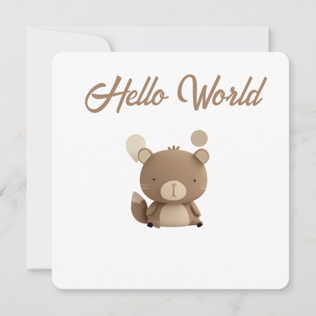 Tarjeta Festiva Little Forest Friends Baby Milestone Card – Hello  (Anverso)