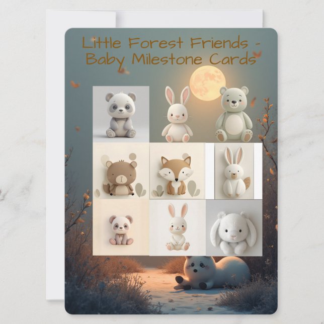 Tarjeta Festiva Little Forest Friends Baby Milestone Cards – Compl (Anverso)