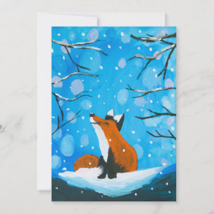 Tarjeta Festiva Little Fox ama la nieve