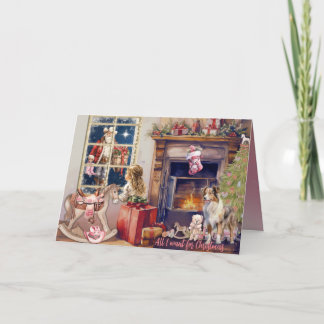 Tarjeta Festiva Little Girl, Pink Cowboy Boots for Christmas Card
