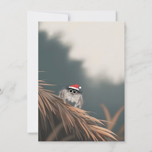 Tarjeta Festiva Little Jumping Spider on a Christmas Tree Cards (Anverso)