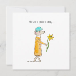 Tarjeta Festiva Little Mouse With Daffodil