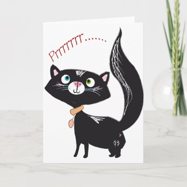 Tarjeta Festiva Little PixyBoots - *Blacky* Gato Kitty (Anverso)