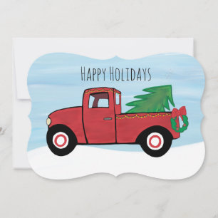 Tarjeta Festiva Little Red Truck Christmas Postcard Envelope Inc.