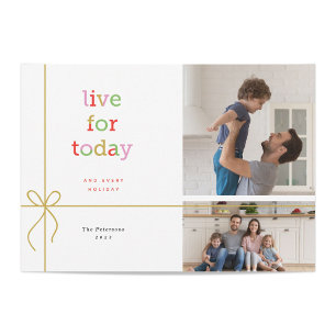 Tarjeta Festiva Live for Today Holiday Photo Card con 2 fotos