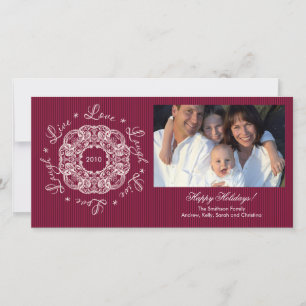 Tarjeta Festiva Live Love Laugh Vintage Ornament Holiday PhotoCard