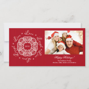 Tarjeta Festiva Live Love Laugh Vintage Ornament Holiday PhotoCard