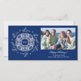 Tarjeta Festiva Live Love Laugh Vintage Ornament Holiday PhotoCard