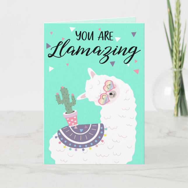 Tarjeta Festiva Llama de San Valentín (Anverso)