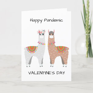 Tarjeta Festiva Llama de San Valentín, una pandemia divertida y fe