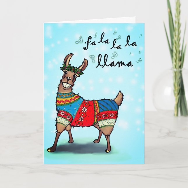 Tarjeta Festiva Llama de suéter feo (Anverso)