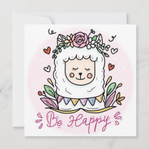 Tarjeta Festiva Llama Feliz
