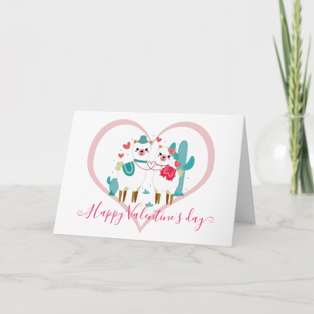 Tarjeta Festiva Llama Llove San Valentín (Anverso)
