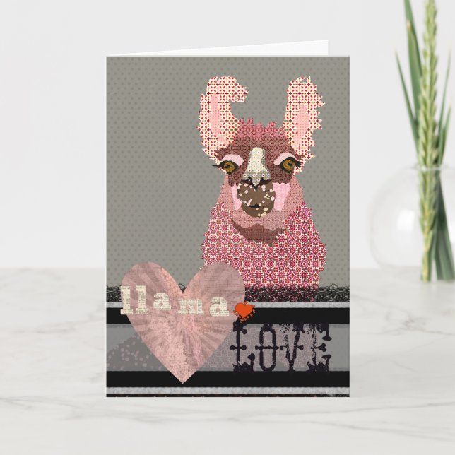 Tarjeta Festiva Llama Love Valentine (Anverso)