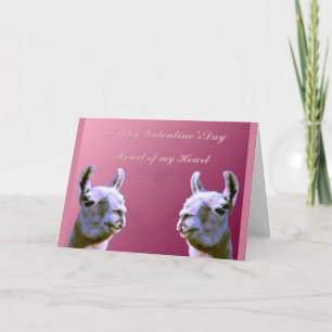 Tarjeta Festiva Llama love valentine day heart doube llama