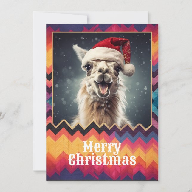 Tarjeta Festiva Llama navidades (Anverso)