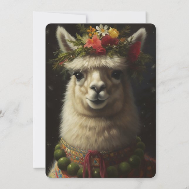 Tarjeta Festiva Llama navidades (Anverso)