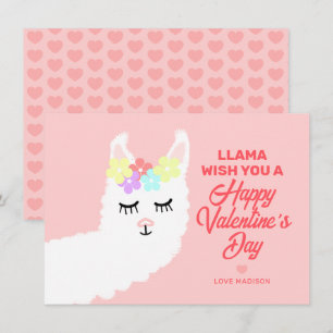 Tarjeta Festiva Llama te desea un feliz aula de San Valentín