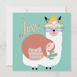 Tarjeta Festiva Llama y Sloth