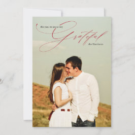 Tarjeta Festiva Llamada de Caligrafía de Guión Rojo Agradecido Fot