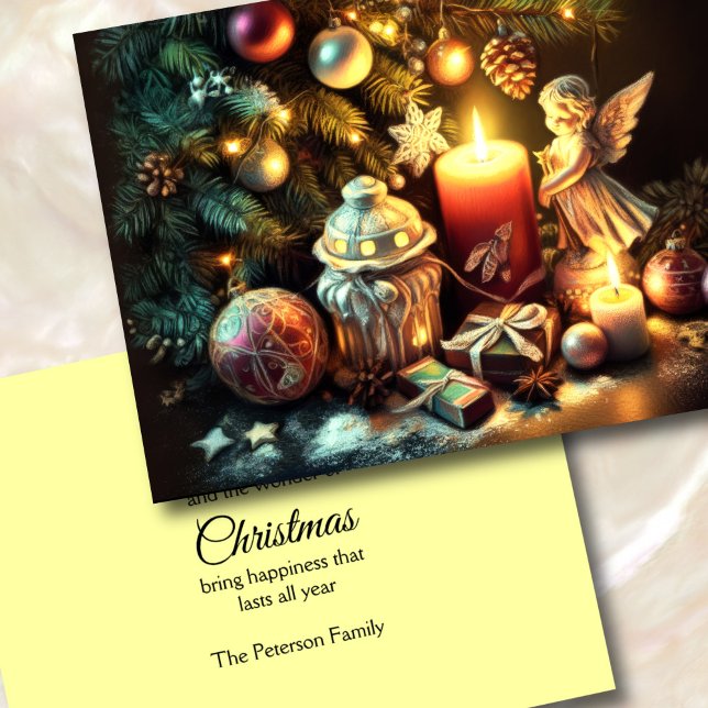 Tarjeta Festiva Llamada Dibujando Ángel de la Vela del Árbol de Na (Subido por el creador)