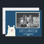 Tarjeta Festiva Llamakkah Blue Hanukkah Llama Cute Photo<br><div class="desc">¡Feliz Llamakkah!</div>