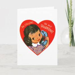 Tarjeta Festiva Llamar a mi San Valentín en un teléfono retro