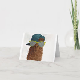 Tarjeta Festiva Llamas en tonos: June Greeting Card 4"x5.6"