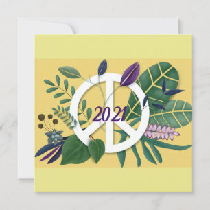 Tarjeta Festiva Llanura amarilla floral de paz Inspiradora de Año 
