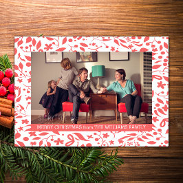 Tarjeta Festiva Llanura de fotos de foliaje rojo elegante