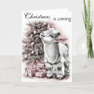 Tarjeta Festiva Llegan los navidades, cabra bebé