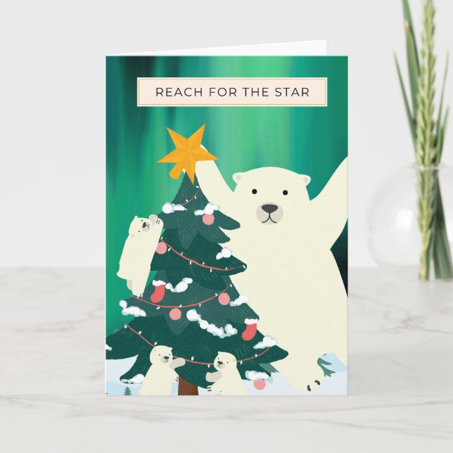 Tarjeta Festiva Llegar a la estrella, coche de los Navidades Polar (Anverso)
