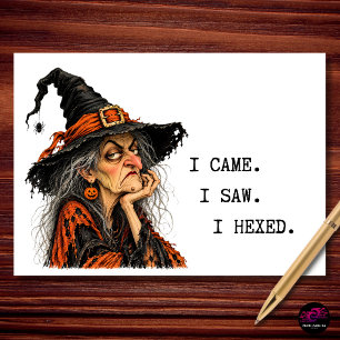Tarjeta Festiva Llegué Vi Maldije Bruja Divertida De Halloween