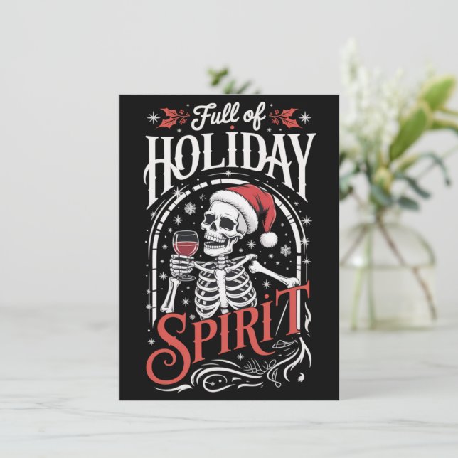 Tarjeta Festiva Lleno De Espíritu De Vacaciones Xmas Skeleton Bebe (Anverso de pie)