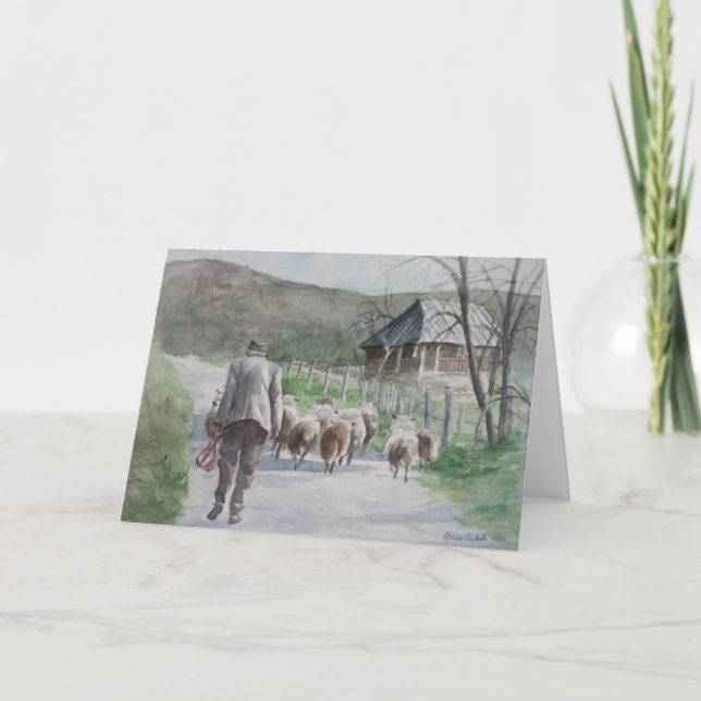 Tarjeta Festiva Llevar las ovejas (Anverso)