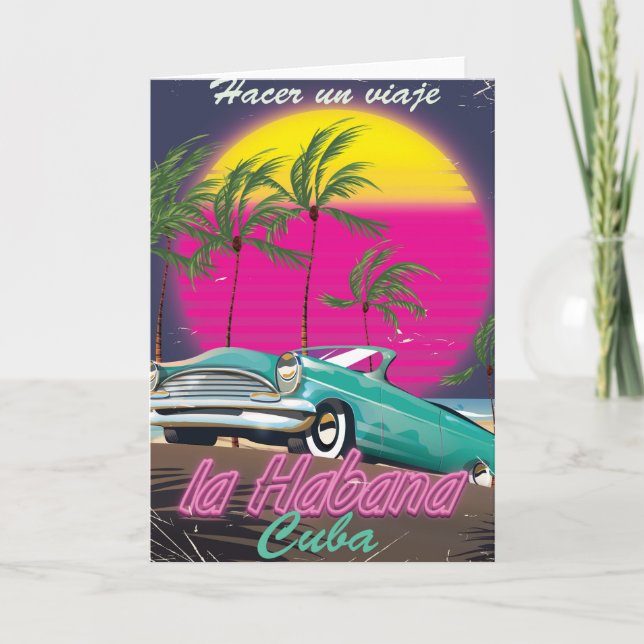 Tarjeta Festiva Lleve un viaje el poster 1985 del reto de Cuba (Anverso)