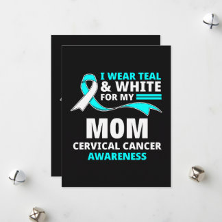 Tarjeta Festiva Llevo Turquesa Y Blanco Mi Mamá Cáncer Cervical